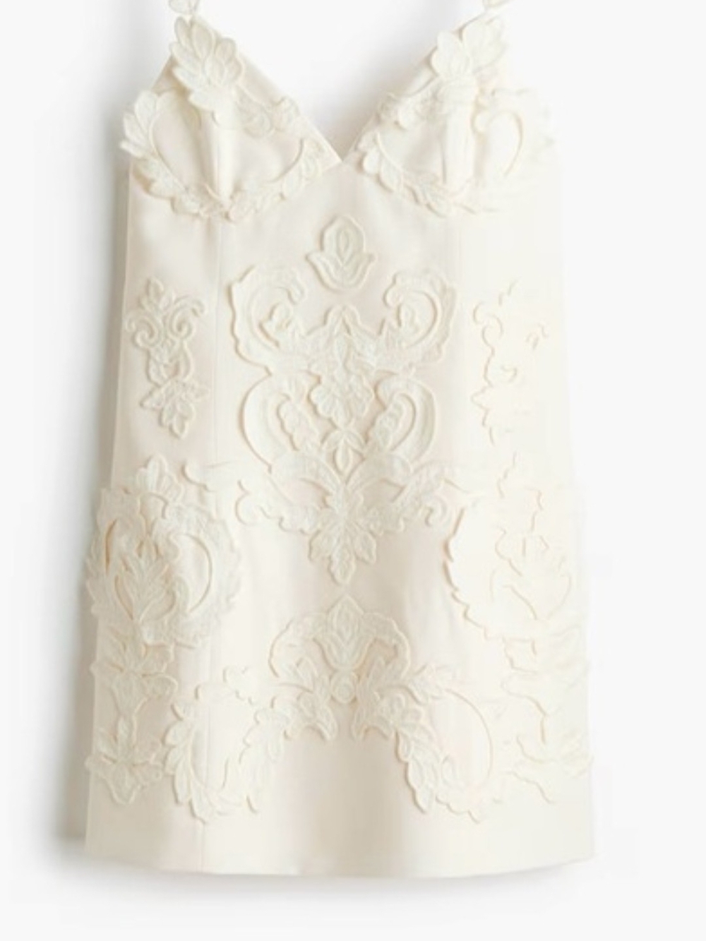 H&M Ivory Floral Appliqué Mini Dress